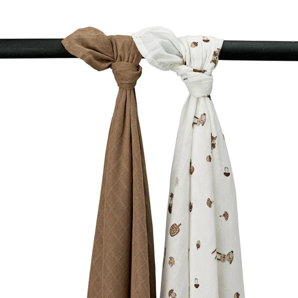 Meyco Forest Animals Swaddle - 2 Stuks - Toffee Meyco Forest Animals Swaddle - 2 Stuks - Toffee -Babyseries Winkel Meyco Forest Animals Swaddle 2 Stuks Toffee 61f5