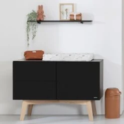 Kidsmill Sixties Commode Zwart Mat / Naturel -Babyseries Winkel kidsmill sixties commode zwart mat naturel 5 bbb8