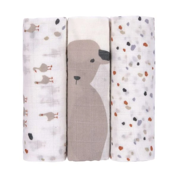 Laessig Tiny Farmer Explorer Speckles Swaddle 3 Stuks Laessig Tiny Farmer Explorer Speckles Swaddle 3 Stuks -Babyseries Winkel