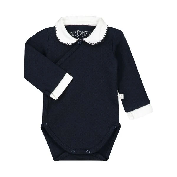 Mats & Merthe Meisje Romper Met Kraag / Lange Mouwen Dark Blue 1 Mnd -Babyseries Winkel mats merthe meisje romper met kraag lange mouwen dark blue 3 mnd 1 1 b52c