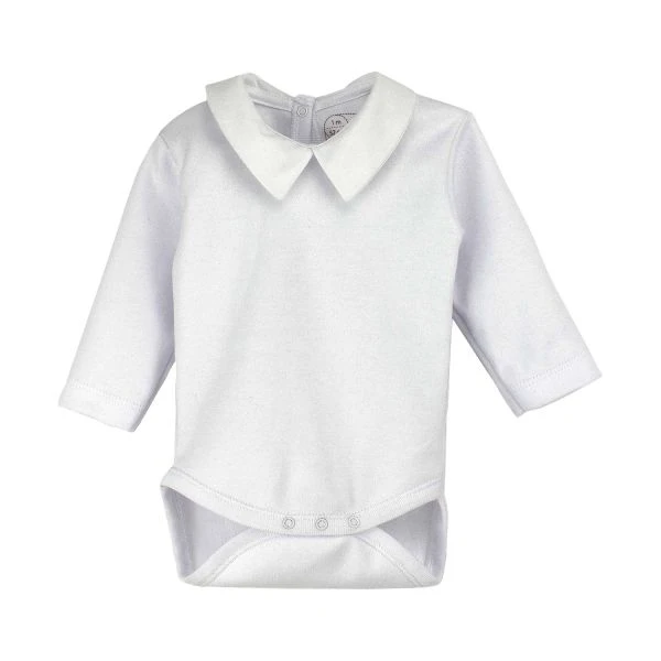 Rapife Romper Lange Mouw Met Kraag Recht White Mt. 50 -Babyseries Winkel rapife romper lange mouw met kraag recht white mt. 50 b168