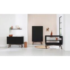 Kidsmill Sixties Babybed Zwart Mat / Walnoot 60 X 120 Cm -Babyseries Winkel sixties zwart donker noten sfeer zonder bladvergroter 2 012d